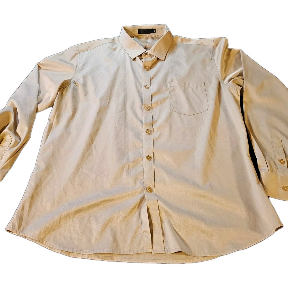 Men's SZ XL Gold Button Up Long Sleeve Shirt Wedding,Formal,Business Workwear
